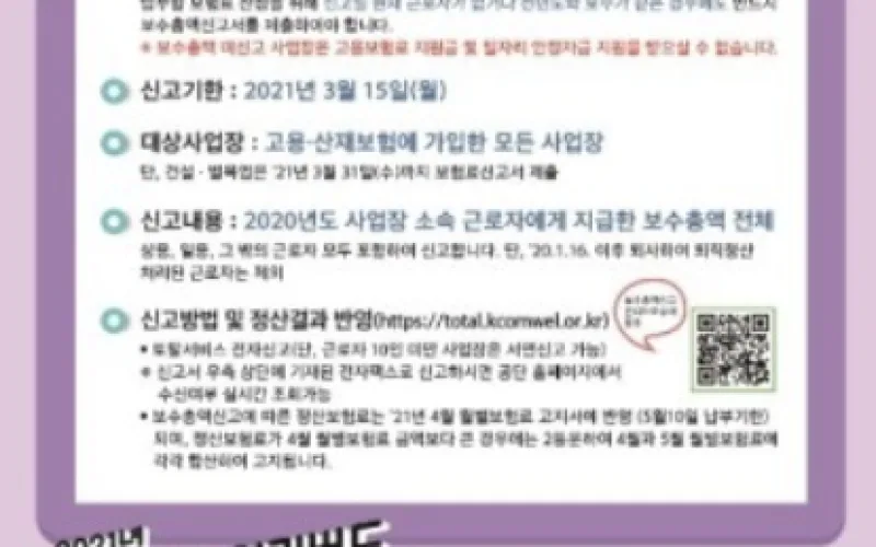 고용.산재보험 보수총액 3월 15일까지 신고해야