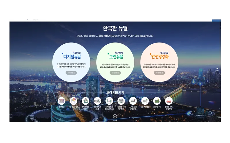 한눈에 보는 한국판 뉴딜, 정보 통합 누리집 운영